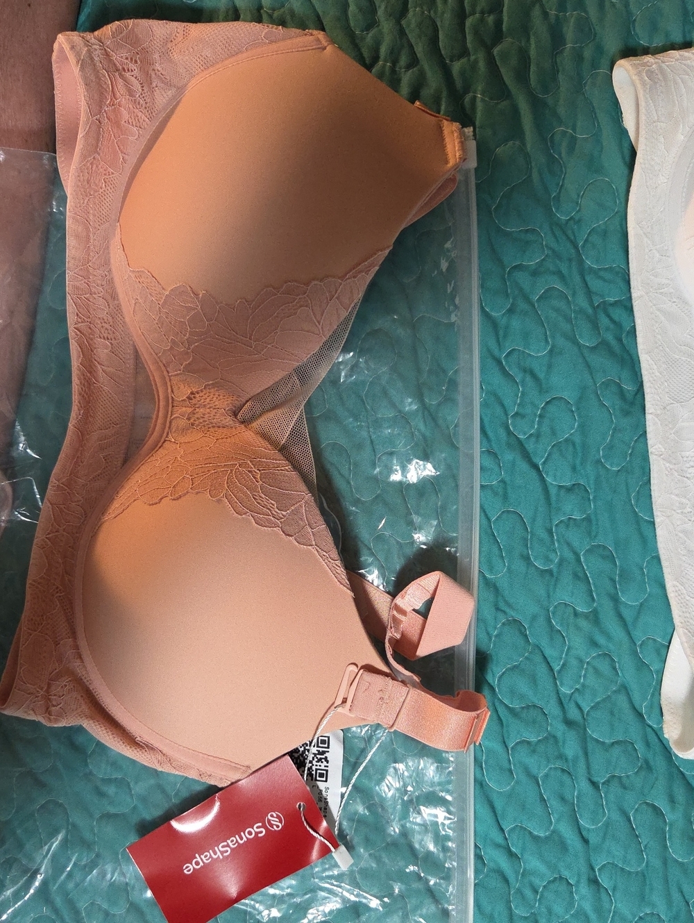 Soma Lace-Trim T-Shirt Bra — Peach Blush